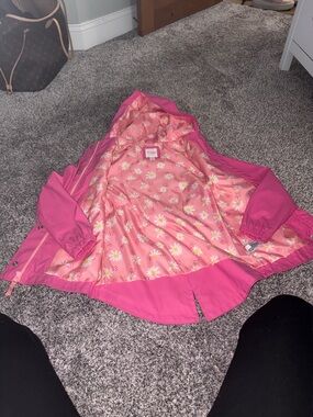 Pink Floral Lined Hooded Rain Jacket